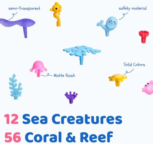 Toy Building Blocks for Kids Ages 3-5, 104-Piece Flower Garden Building Toy, Ocean STEM Stacking Set - Image 4