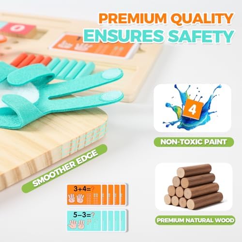 Montessori Learning Toys for Toddlers, Double-Sided Preschool Educational Math Manipulatives Number Counting Blocks, Finger Counting Math Toys for Kids 3-5 Year Old Boys Girls Gift - Image 5