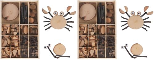 Candywood Wooden Unfinished Craft Kits Toy,Unfinished Natural Wood Slices Loose Part Play,DIY Wood Slices Kit for Toddler 3+ (UN_M) (Pack of 2) by CandywoodWoodenToys
