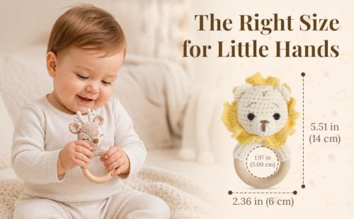 Néa Archí Crochet Baby Rattle, Organic Cotton & Beech Wood, Deer - Image 7