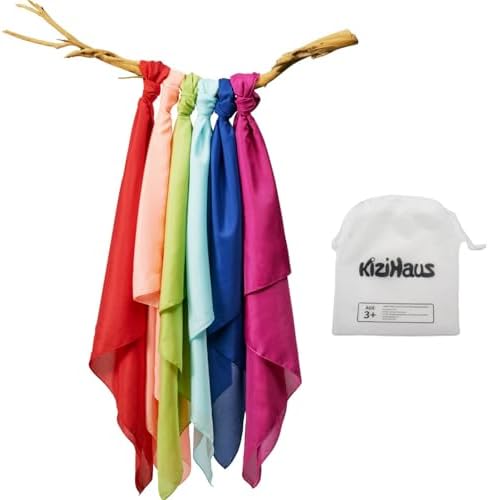 Play Scarves Set of 6 with a Storage Bag for Kids by kizihaus