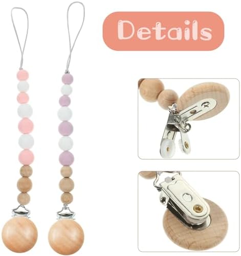 18 Pieces Wood Pacifier Clips Toy Suspender Clips Baby Teething Grasping Suspender Clips Charm DIY Pacifier Holder Clips Pacifier Accessories - Image 3