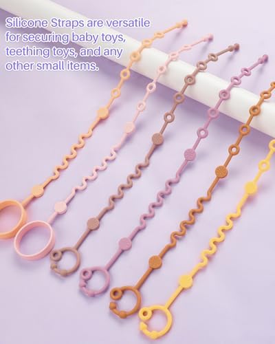 LittleHugs Toy Straps for Baby, 6pcs Adjustable Toy Holder for Stroller Accessories, Silicone Tether Pacifier Clip, No Throw Travel Essential Leash for High Chair, Car Seat - Image 5