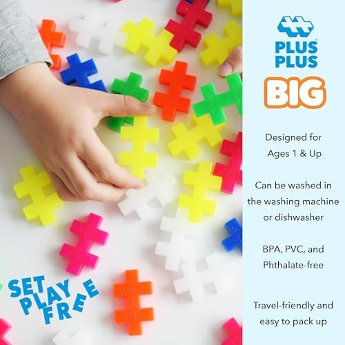 PLUS PLUS Big 100 Piece, Neon Color Mix - Large Blocks for Toddlers - Image 6