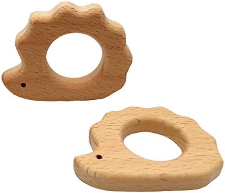 2pcs Natural Wooden Hedgehog Montessori Toy Pendant Pure Natural Beech Wood Animal Shape for Handmade Home Decoration Craft Accessory (Hedgehog 2pcs) by Alenybeby
