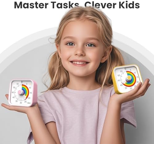 Visual Timer for Kids, Rainbow Timer with Pause Function, Pink - Image 2