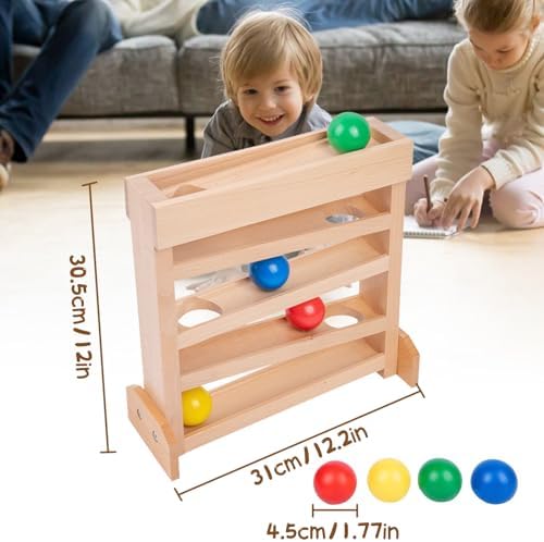 Montessori Ball Drop Toy for 2 3 Year Old, Wooden Ball Drop Toy Wooden Ball Tower for Toddlers, Pound a Ball for Toddlers Early Childhood Education Visual Tracking for Boys Girls Gift - Image 5