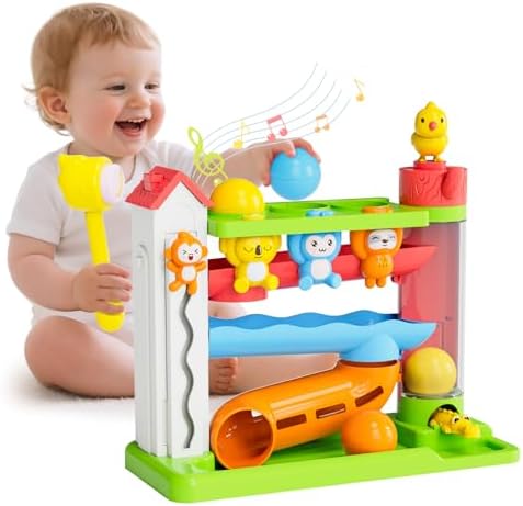 Ussybaby Musical Toys for 1-2 Years Old Boy,Bilingual Ball Drop Toy（Green） by UssybabyBabyToy