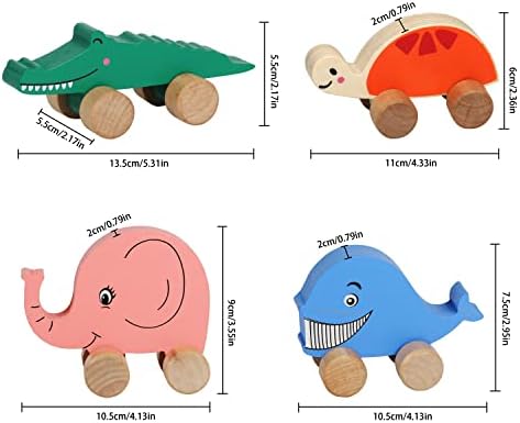 TOWO Wooden Animal Cars for Toddlers, Push and Go Vehicle Toys - Image 5