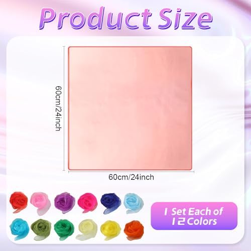 Juggling Scarves, Dance Scarves for Kids Play 12 PCS Square Silk Scarf Music Performance Props for Toddlers Children - Image 3