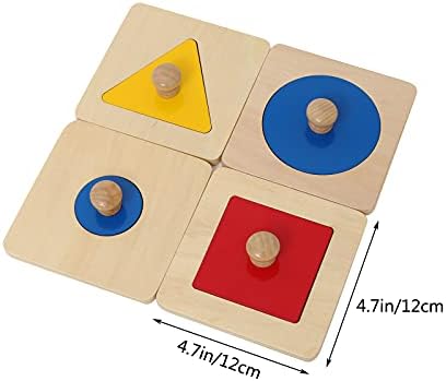Thoth Montessori Single Shape Puzzle First Shapes Jumbo Wooden Puzzle Board Knob Wooden Puzzle Geometric Shape Puzzle Early Education Material Sensorial Toy for Toddler Shape & Color Sorter (4 pieces) - Image 6