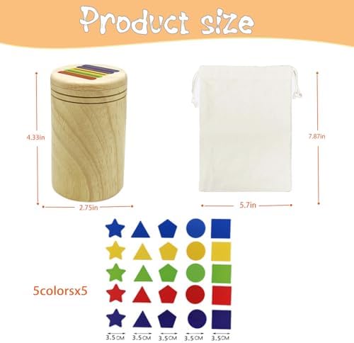 Wooden Montessori Sticks Toys for Kids, 8 Colors Natural Wood Toddler Learning Sorting Toys for 3 Year Old, Sensory Matching Game Birthday Gifts for Boys Girls (Multi-Shaped Flake) - Image 6