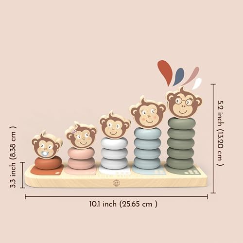 SPEEDY MONKEY Wooden Family Stacker | 5 Stackable Monkey Characters Playset - Image 3