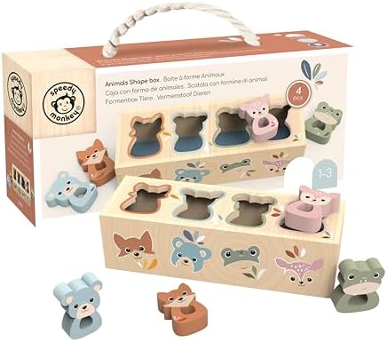 SPEEDY MONKEY Wooden Animal Shape Box | Kids Shape Sorter Toy Pretend Play by SpeedyMonkey