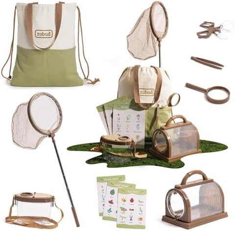 ROBUD Bug Catcher for Kids, Bug Catcher Kit with Bag Kit, Outdoor Exploration Set for Camping, Montessroi Toy for Kids Coming Closer to Nature，WRP07 by ROBUD