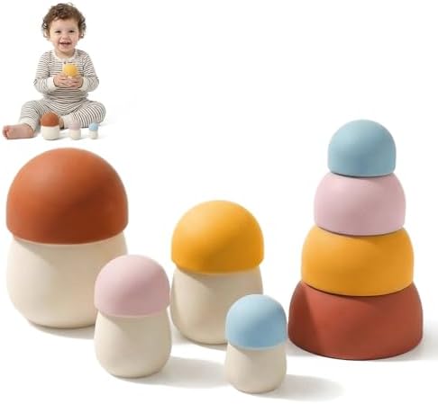 ibwaae Silicone Nesting Dolls for Kids Easter Toys 2-in-1 Russian Nesting Dolls & Stacking Toy Montessori Educational Bath Toys Toddler Gifts by ibwaae