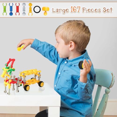 KUTOI Stem Building Blocks Set - 167 Pcs With Wheels - Ideal for 5 Year Old Boys and Girls - Educational and Creative Building Games - Image 6