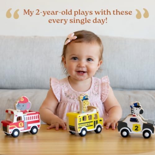 Little Acorn, Wooden Pull Back Cars with Mix & Match Characters | Montessori Toys for 1 & 2 Year Old | Car Toys for Toddlers 1-3 | Baby Toys 6-12 Months | Birthday Gifts for Boys Girls - Image 6