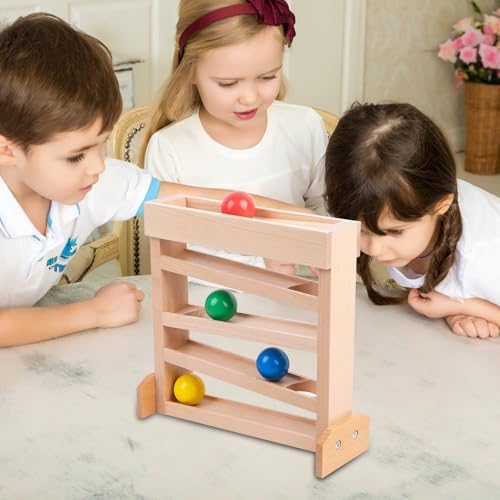 Montessori Ball Drop Toy for 2 3 Year Old, Wooden Ball Drop Toy Wooden Ball Tower for Toddlers, Pound a Ball for Toddlers Early Childhood Education Visual Tracking for Boys Girls Gift - Image 2