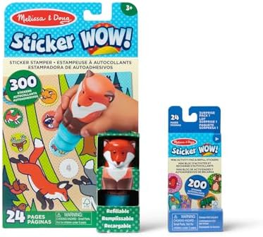 Melissa & Doug Sticker Wow!™ Fox Bundle: 24-Page Activity Book, Refillable Sticker Stamper, Mini Pad, 500 Stickers, Arts and Crafts for Kids Ages 3+ by Unknown