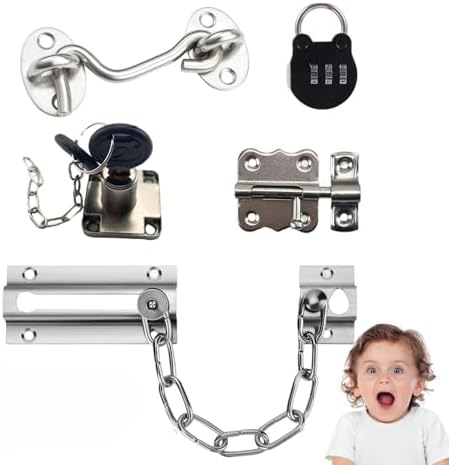 5 Pieces Busy Board DIY Accessories for Toddlers - Sensory Board Parts - Latch- Door Chain - Lock with Key -Gate Hook- Montessori l Toys - Early Development Items by Potatomato