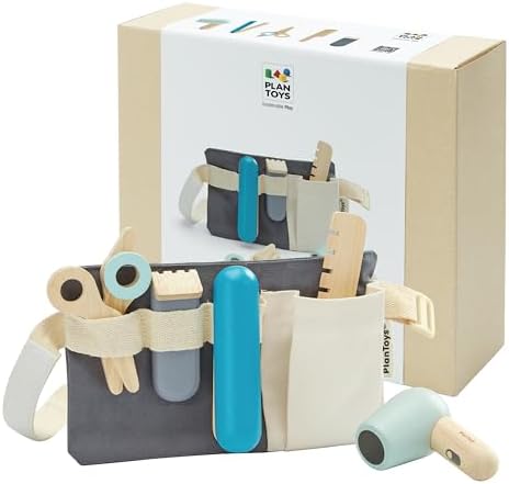 PlanToys® Wooden Hair Dresser Kit for Kids with Scissors, Hair Dryer & Comb by PlanToys
