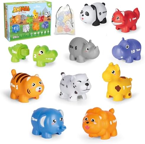 Animal Number Learning Toys for Toddlers Kids 3-5, 10 Unique Animals by Jetbotell