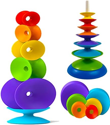 Rainbow Spinning Wheel Toy - Kids Stackable Spinning Toy for Kids, Learning & Developmental Tower for Babies and Toddlers, Brain Early Learning Toys, Interactive Learning Stacking Toys by TOYARA