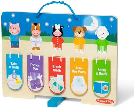 Melissa & Doug My Daily Routines Chart, Wooden Daytime and Nighttime Habit Tracker with Multi-Lingual Stickers, Hands-On, Screen-Free Preschool Toys for Girls & Boys Ages 3+ - FSC Certified - Image 4