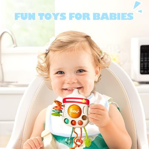 Montessori Baby Sensory Toys for 6-12 Months, Silicone Pull String Teething Toy, Infant Fidget Travel Toys, Airplane Travel Essentials, Newborn Baby Christmas & Birthday Gift for Babies - Image 3