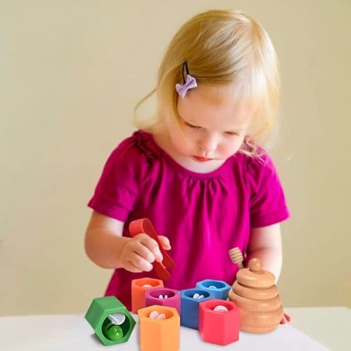 Sorting Stacking Wooden Toys for Toddlers, Bee Hive Toy - Image 2