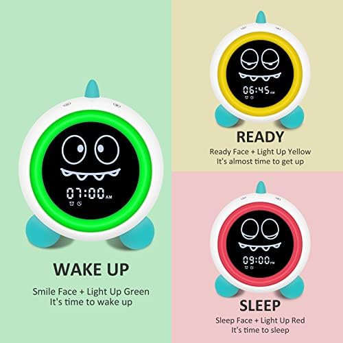 Kids Alarm Clock, Toddler Sleep Training Clock with Night Lights, Sound Machine, Time to Wake Dinosaur Alarm Clock for Children, Gift Ideas for Kids Toddler Boy Girl (Green) - Image 2