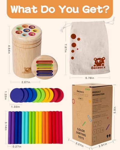 Wooden Learning Color Sorting Toys for Toddlers Sensory Sorting Coin Box Toys for Toddlers 1-3 Fine Motor Skills and Matching Games for Toddler Learning Toys - Image 3