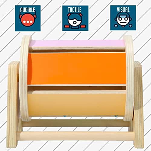 Montessori Mama Spinning Rainbow Drum: Montessori Toys for Babies 6 Months Wood-Constructed Educational Montessori Baby Toys for Babies 6-12 Months with Sensory Audible Bells - Image 3