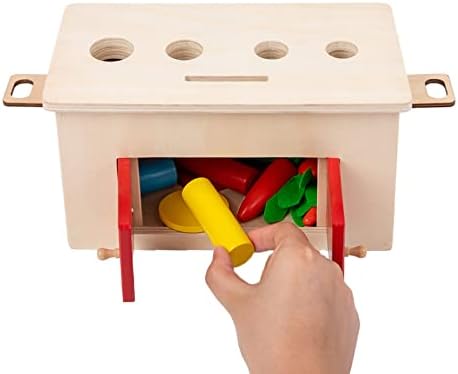 Adena Montessori 4-in-1 Play Kit for Infants & Toddlers - 6-12 Months to 3 Years - Includes Coin Box, Cylinder, Carrot Drop Box & Blind Touch Perception Box - Image 6