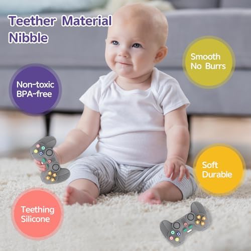 Hooku Silicone Teething Toys for Babies 0-6 Months, Teethers for Babies 6-12 Months, Remote Teether for Baby, Sensory Toys for Babies, Baby Chew Toys - Image 3