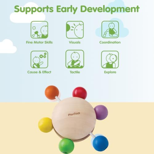 PlanToys® Wooden Pull & Grasp Baby Toy Montessori Sensory Kids Activity Set - Image 4