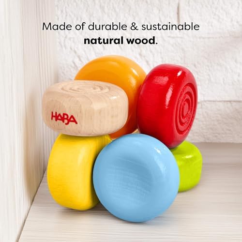 HABA Color Drops Wooden Grasping & Baby Teether Toy – Sensory Toys for Babies & Rattle with Elastic Threading for Ages 6 Months and Up - Image 3