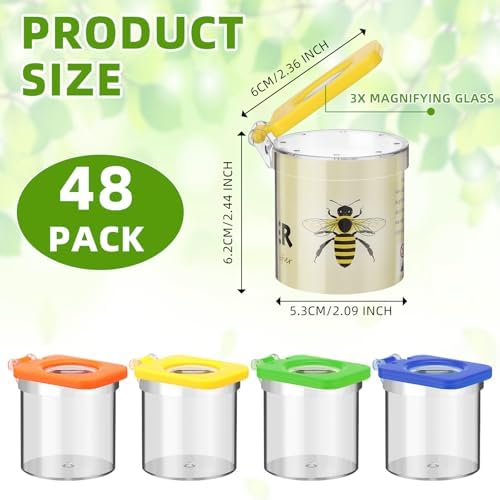 Halloscume 48 Pcs Insect Bug Viewer for Kids Magnifying Insect Box Bug Catcher Magnifier Container Critter Collection Kit Insect Cage Jar for Children Science Nature Exploration Tool - Image 2