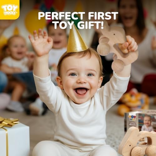 TOY Life Wooden Toys Cars, Montessori Baby Toys 6-12 Months, Wooden Baby Toys Rattle Cars for Toddlers 1-3, Baby Boy Nursery Decor, Montessori Toys for 1 Year Old Boy (Animal Set) - Image 5