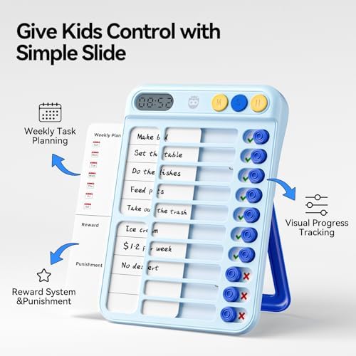 2-in-1 Digital Timer with Chore Chart for Kid 21PCS Magnetic Schedule Board - Image 3