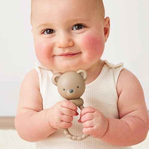 Itzy Ritzy Silicone Rattle Toy, Teething Toy with Soft Jingle Sound (Bear) - Image 5