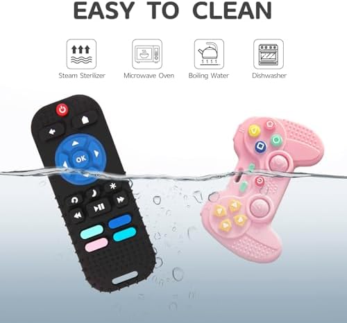 Hooku 2 Pack Remote Teether for Baby, Silicone Teethers for Babies 6-12 Months, Baby Teething Toys for Babies 0-6 Months, Remote Control Toy, Infant Gifts for Boys Girls - Image 6