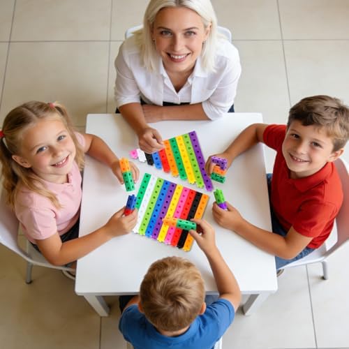 200 Pcs Math Linking Cubes - 10 Colors Connecting Counting Snap Blocks, Math Manipulatives for Early Math & Construction, Educational Toy for Preschool, Kindergarten, Homeschool - Image 7