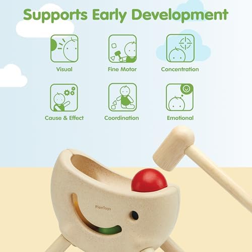 PlanToys® Miracle Pounding II Wooden Pounding Bench Toy for Kids Ages 2+ | Montessori Fine-Motor & Hand-Eye Coordination Activity for Focus & Strength | Eco-Friendly Educational Toy - Image 4