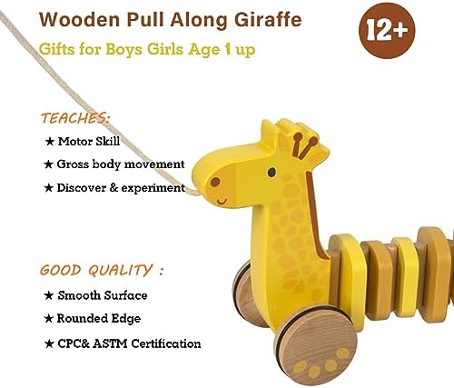 Baby Toys Car,Wooden Pull Along Toy for Toddlers 1 2 3 Year Olds - Image 2
