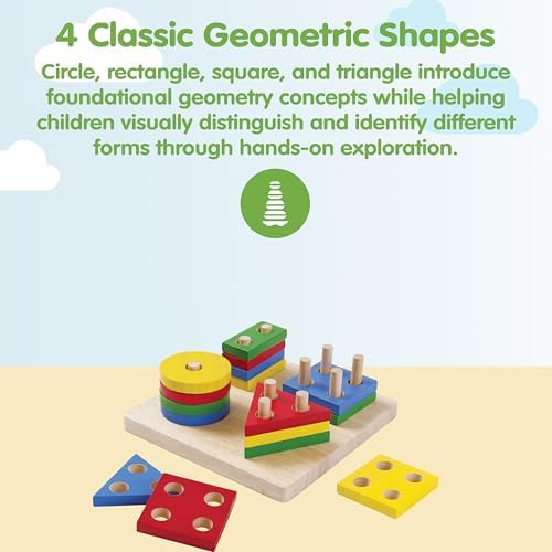 PlanToys® Wooden Shape Sorter Toy for Toddlers, Montessori Kids Learning - Image 2