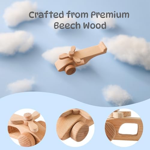 Wooden Airplane Toy with Spinning Propellers for Ages 3+ Years - Montessori-Inspired Wooden Toys Perfect as a Gift for Toddlers - Image 3