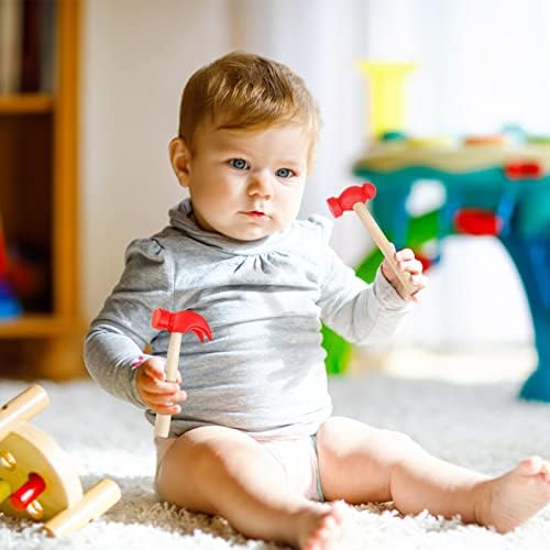 3pcs Wooden Mallet Toy Hammer Simulation Wooden Hammers Small Plastic Toddler Fake Hammer Portable Maintenance Kids Tools Toys Pretend for Boys Girls - Image 7
