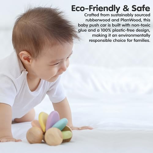 PlanToys® Wooden Baby Push Car Montessori Infant Sensory Toy 6+ Months - Image 6